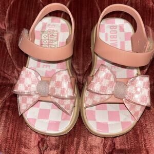 Girl’s Toddler Pink White Gingham Jelly Sandal 22 Size 6.5 Bow Detail
